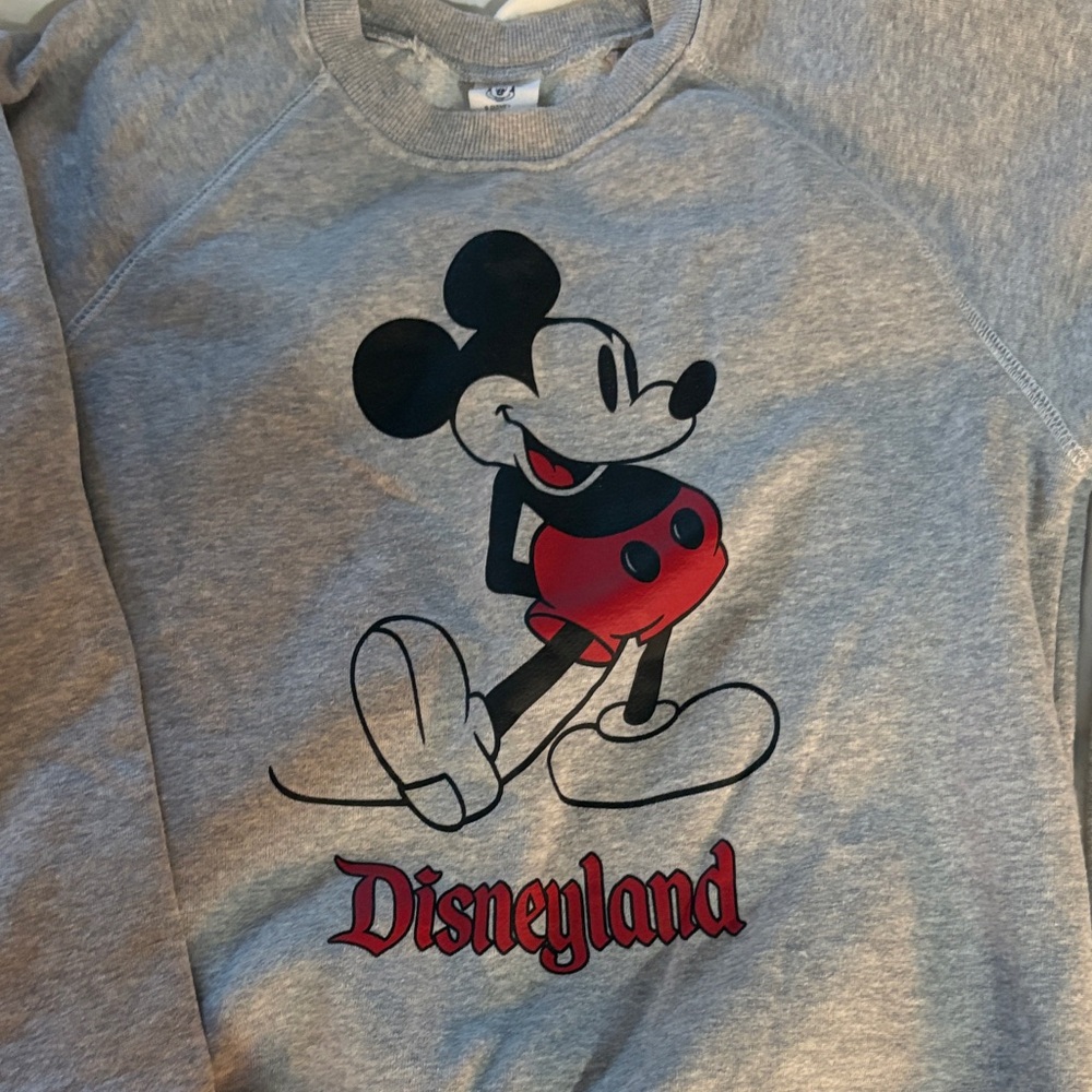 Disney Gray Crewneck Sweatshirt with Red & Black Mickey Print